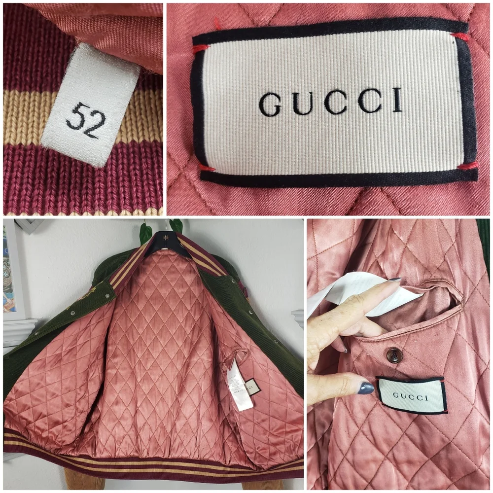 Gucci Bomber Tiger Modern Future Corduroy Mad Cat Green Tan Varsity Y2K Vintage